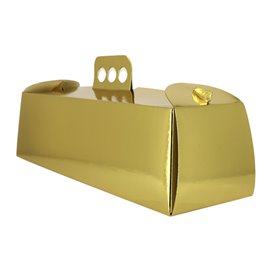 Paper Cake Box Metallized Gold Rectangular Shape Swisse Roll 12,5x45,5x10,5cm (50 Units) 