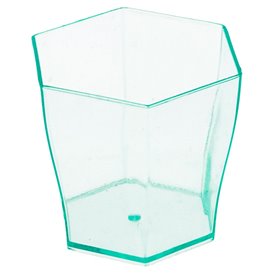 Plastic Tasting Cup PS Hexagonal Shape Water Green 60ml (24 Uts)
