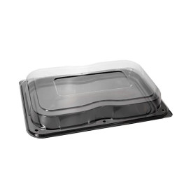 Plastic Tray with Lid Black 46x30 cm (25 Units) 