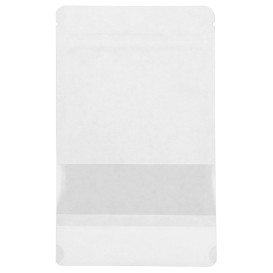 Paper Doypack White with self closing and Window 25+12x35cm (50 Units)