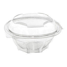 Plastic Hinged Salad Bowl PET Round Shape 500ml (100 Units) 