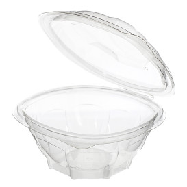 Plastic Hinged Salad Bowl PET Round Shape 750ml (50 Units)