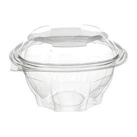 Plastic Hinged Salad Bowl PET Round Shape 250ml (50 Units) 
