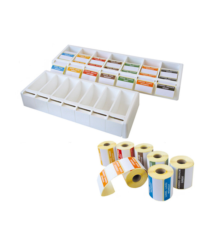 Dispenser with Food Rotation Daily Labels (1 Unit) Dispenser with Food Rotation Daily Labels (1 Unit)