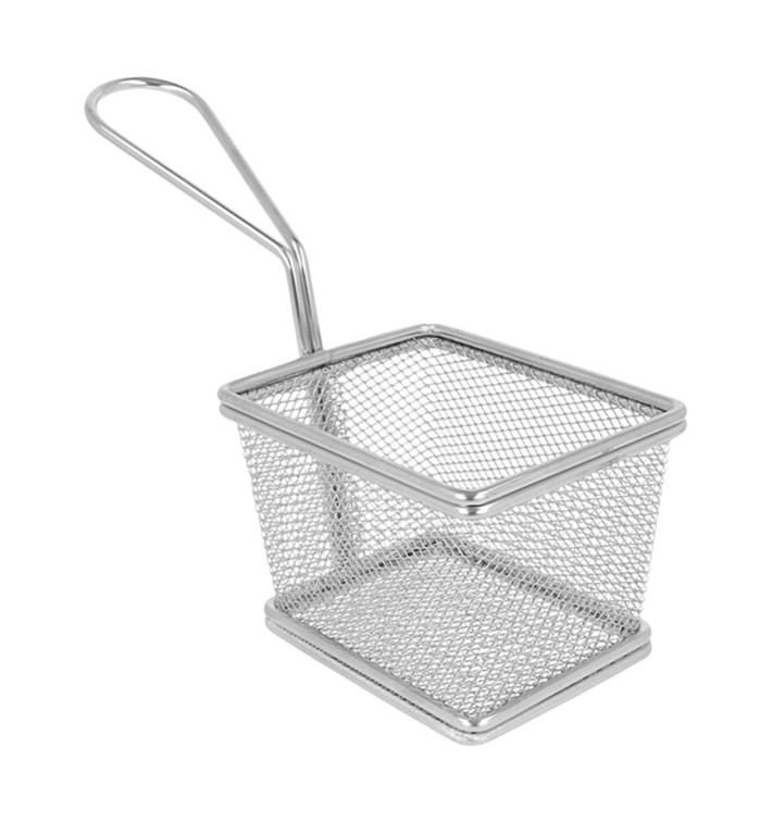 Serving Mini Fryer Container Steel 10x9x6cm (6 Units)