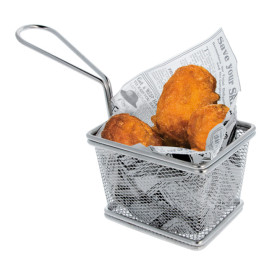 Serving Mini Fryer Container Steel 10x9x6cm (6 Units)