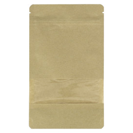 Paper Doypack Kraft with self closing and Window 12+6x20cm (50 Units)