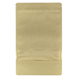 Paper Doypack Kraft with self closing and Window 16+8x26cm (1000 Units)