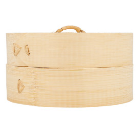 Bamboo Steamer with Lid Ø15x8cm (100 Units)