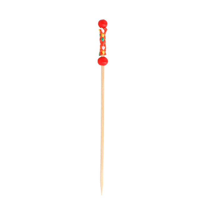 Bamboo Food Pick Red Design 12cm (10000 Units) Bamboo Food Pick Red Design 12cm (10000 Units)