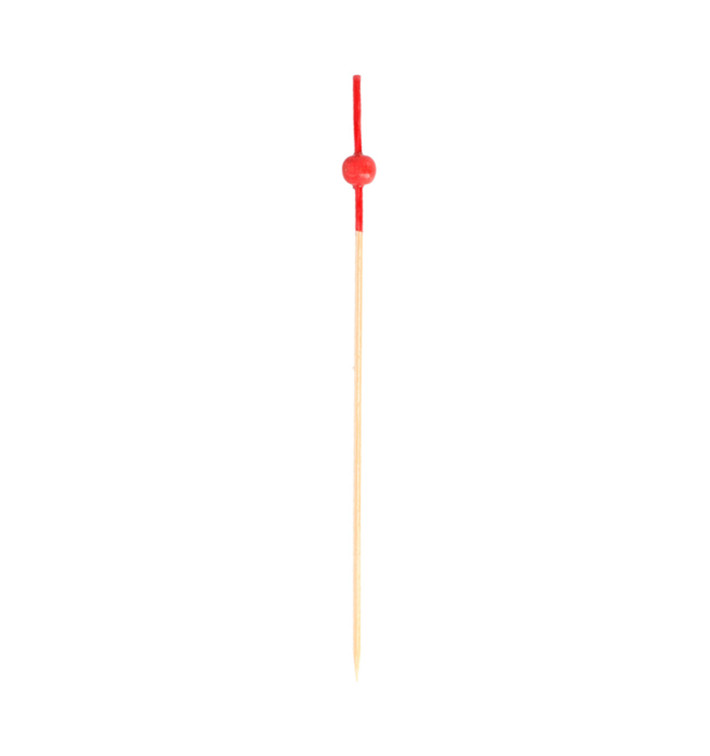 Bamboo Food Pick Red Ball Head Design 9cm (100 Units) Bamboo Food Pick Red Ball Head Design 9cm (100 Units)