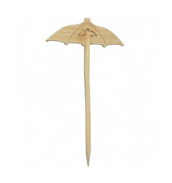 Bamboo Food Pick Umbrella Design 9cm (100 Units) Bamboo Food Pick Umbrella Design 9cm (100 Units)