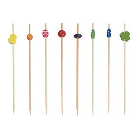Bamboo Food Pick Pack Decorated Mix 12cm (100 Units) 