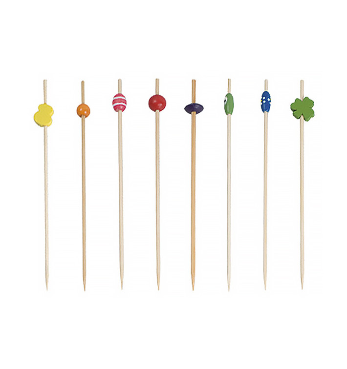 Bamboo Food Pick Pack Decorated Mix 12cm (100 Units) Bamboo Food Pick Pack Decorated Mix 12cm (100 Units)