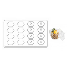 Plastic Tray PS + 16 Bowl Kit with Lid Hexagon Shape Clear (12 Units)