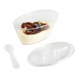 Plastic Tray PS + 12 Bowl Kit with Lid Oval Shape Clear (12 Units)