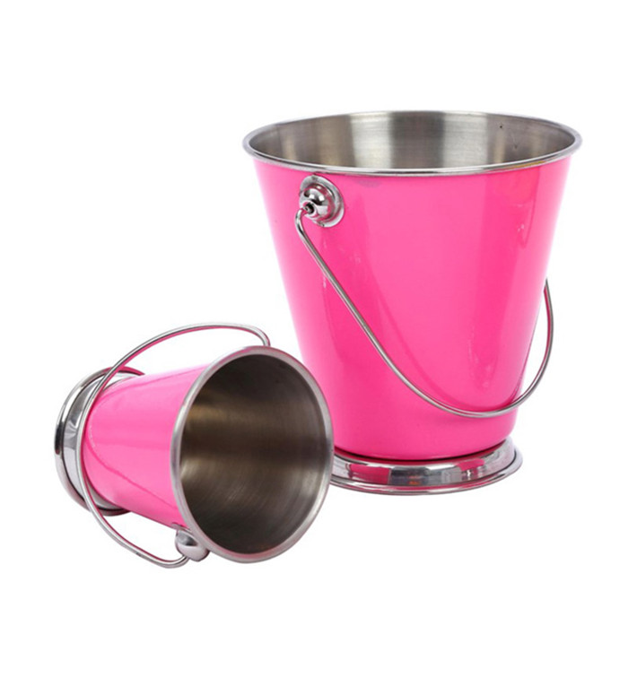 Serving Bucket Steel Pink Ø7x7cm (1 Unit) Serving Bucket Steel Pink Ø7x7cm (1 Unit)
