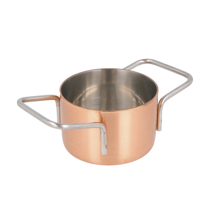 Serving Mini Cooking Pot Bowl Steel Copper Ø6,8x4,5cm (1 Unit)