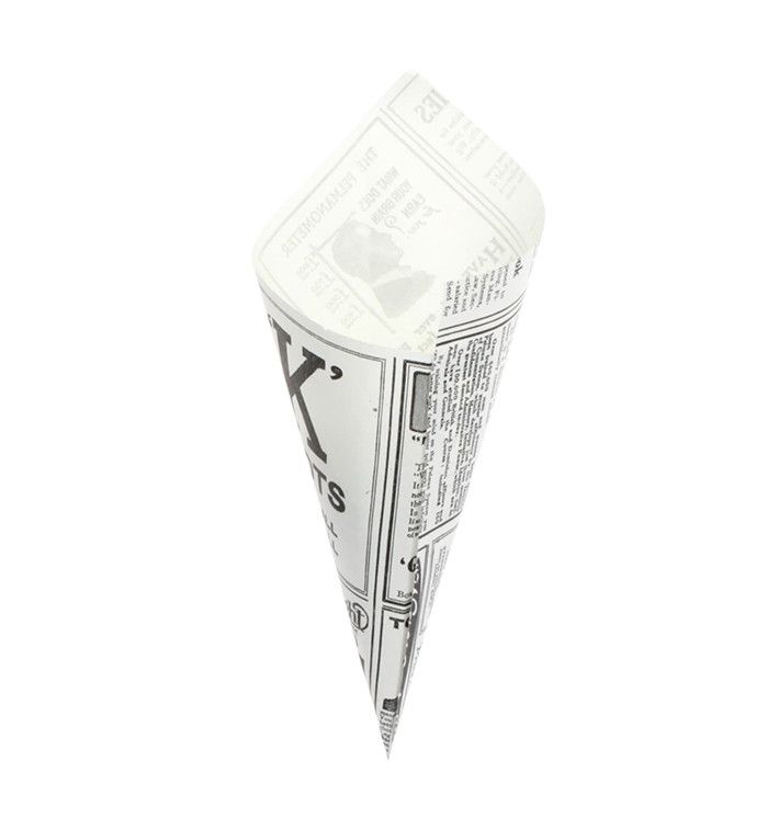 Paper Food Cone Grease-Proof "Times" 16cm 40g (250 Units) Paper Food Cone Grease-Proof "Times" 16cm 40g (250 Units)