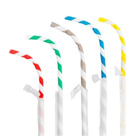 Paper Straw Flexible Pack Wrapped Ø0,6cm 23cm (250 Units)