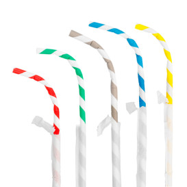 Paper Straw Flexible Pack Wrapped Ø0,6cm 23cm (250 Units)