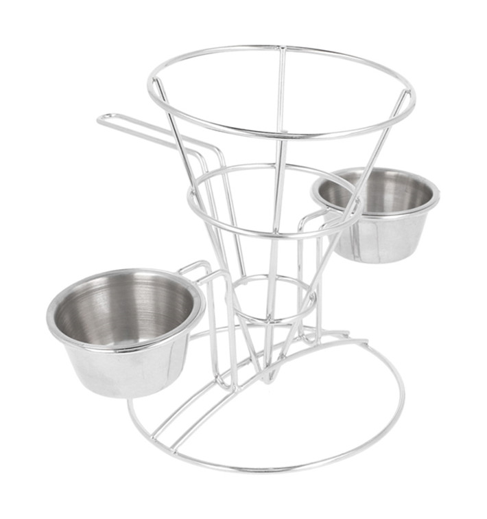 Display Basket Containers Steel 2 Cups Ø10,8x15,2cm (12 Units)