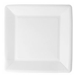 Paper Plate Biocoated White Square 18cm (20 Units) 