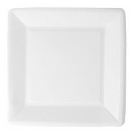 Paper Plate Biocoated White Square 18cm (20 Units) 