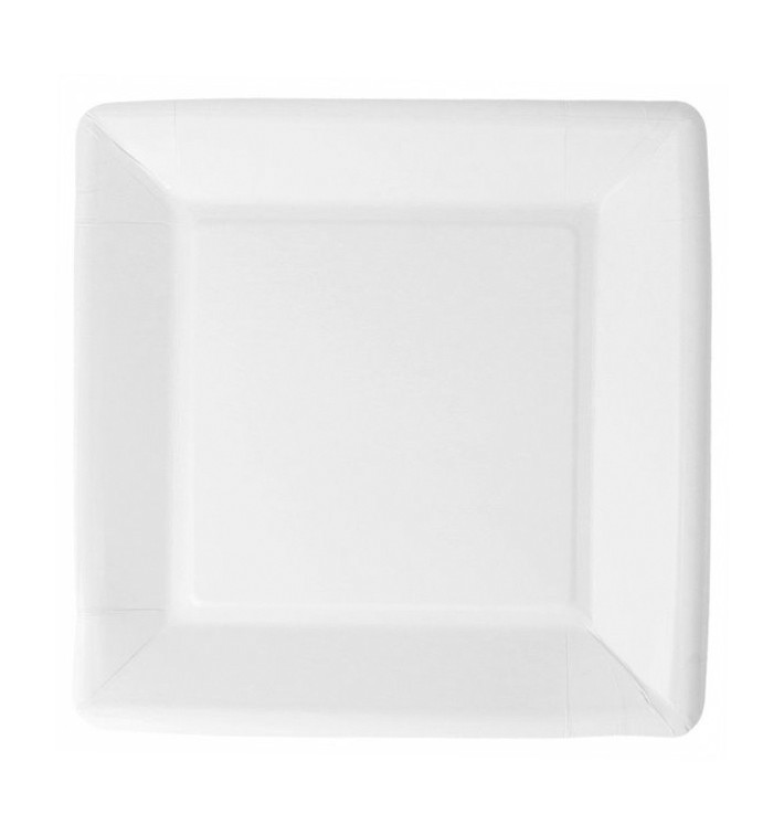 Paper Plate Biocoated White Square 18cm (20 Units) Paper Plate Biocoated White Square 18cm (20 Units)
