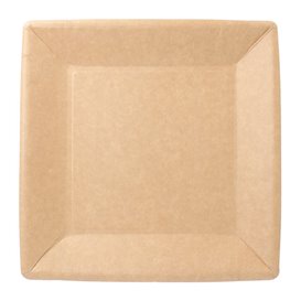 Paper Plate Biocoated Natual Square 18cm (20 Units) 