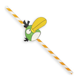 Paper Straw Straight "Pájaros" Design Ø0,6cm 24cm (1000 Units)