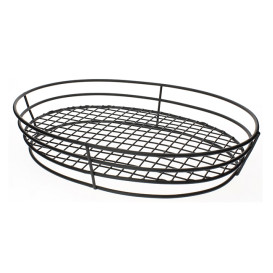 Basket Containers Steel Oval Shape Black 28x20,5x5,7cm (24 Units)