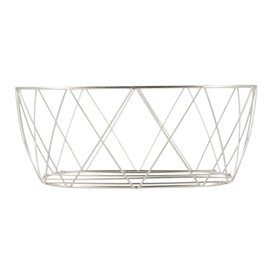 Basket Containers Steel Oval Shape Silver 25,5x12,7x10,2cm (1 Unit) 
