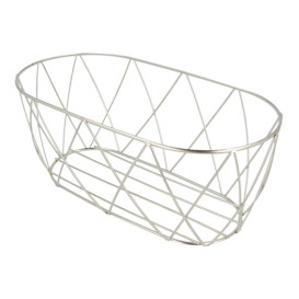 Basket Containers Steel Oval Shape Silver 25,5x12,7x10,2cm (12 Units)