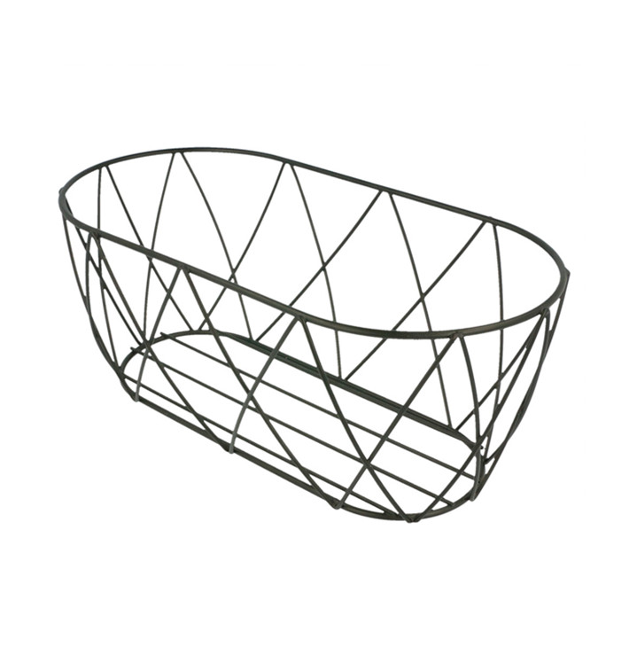 Basket Containers Steel Oval Shape Black 25,5x12,7x10,2cm (12 Units) Basket Containers Steel Oval Shape Black 25,5x12,7x10,2cm (12 Units)