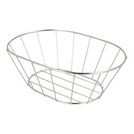 Basket Containers Steel Oval Shape Silver 21,6x14x7,6cm (1 Unit) 