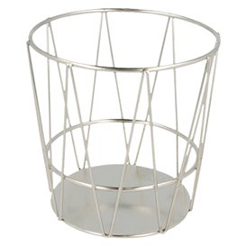 Basket Containers Steel Round Shape Silver Ø11,5x11,5cm (1 Unit) 