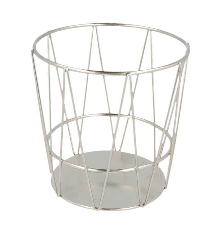 Basket Containers Steel Round Shape Silver Ø11,5x11,5cm (1 Unit) Basket Containers Steel Round Shape Silver Ø11,5x11,5cm (1 Unit)