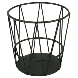 Basket Containers Steel Round Shape Black Ø11,5x11,5cm (24 Units)