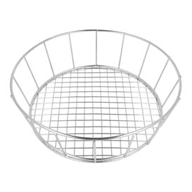 Basket Containers Steel Round Shape Silver Ø24,1x7cm (12 Units)