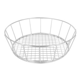 Basket Containers Steel Round Shape Silver Ø24,1x7cm (12 Units)