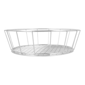 Basket Containers Steel Round Shape Silver Ø24,1x7cm (12 Units)