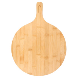 Bamboo Serving Platter with Handle Round shape Ø35x2,5cm (10 Units)