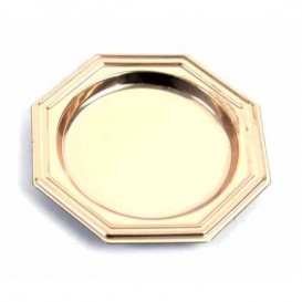 Plastic Tasting Mini Plate PS Dessert Octogonal shape Gold 8 cm 