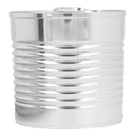 Tasting Plastic Tin Can PS Silver 220ml Ø7,4x7,3cm (20 Units) 