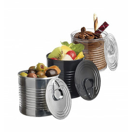 Tasting Plastic Tin Can PS Silver 220ml Ø7,4x7,3cm (20 Units) 