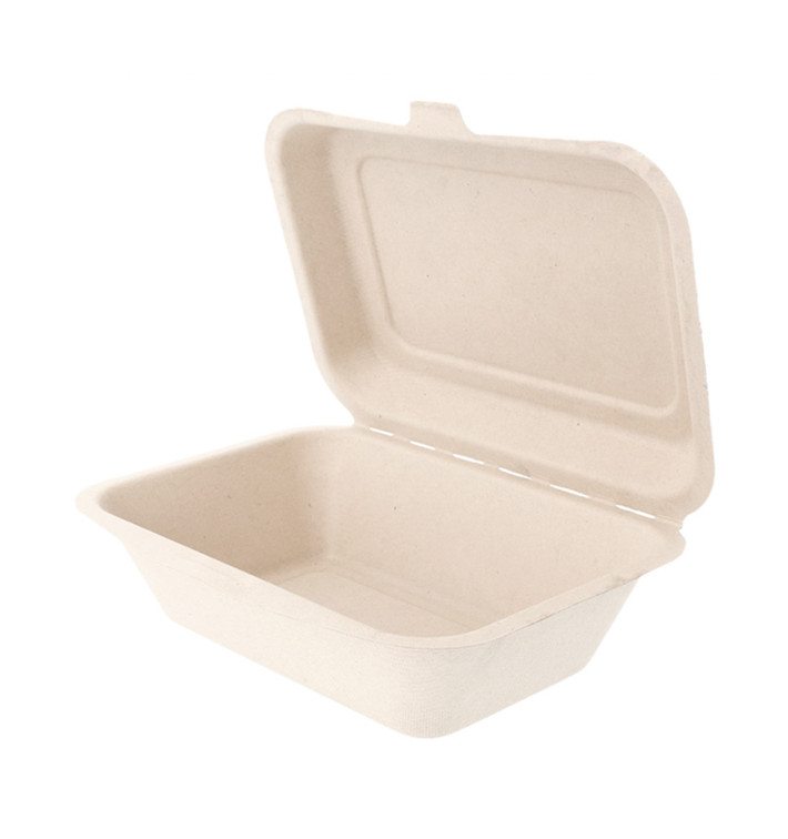 Sugarcane Hinged Container "Menu Box" 13,6x18,2x6,4cm (1000 Units)