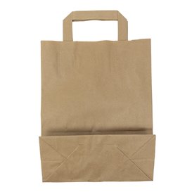 Flat Handle Kraft Paper Bags 80g/m² 22+10x28cm (50 Units)