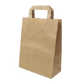 Flat Handle Kraft Paper Bags 80g/m² 22+10x28cm (50 Units)