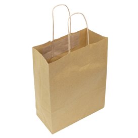 Flat Handle Kraft Paper Bags 80g/m² 22+10x28cm (50 Units)